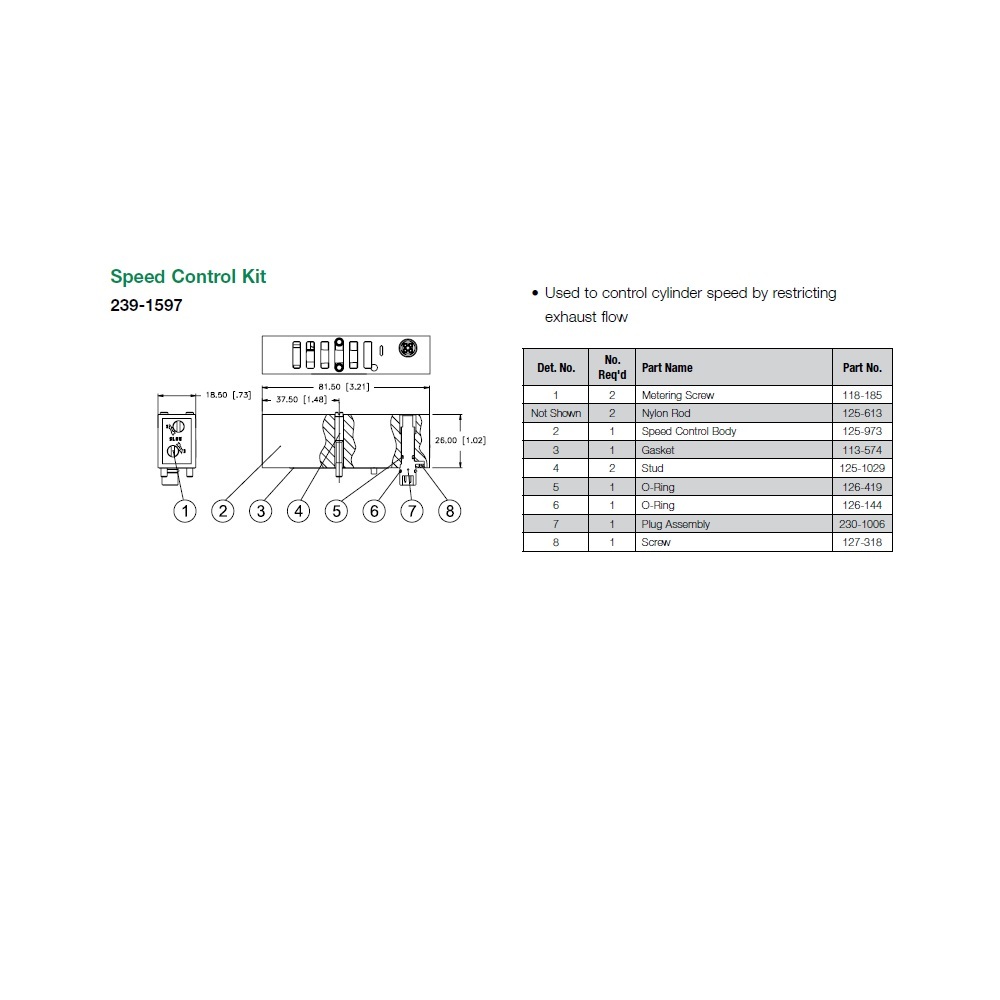 239-1597 NUMATICS/AVENTICS SANDWICH SPEED CONTROL<BR>2005 SERIES W/PLUG