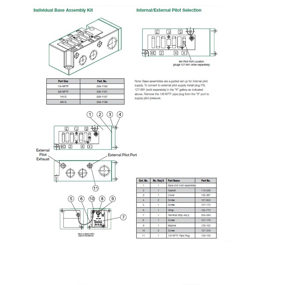 203-1179 NUMATICS/AVENTICS VALVE BASE<BR>2012 SERIES 3/8" NPT SIDE PORTS (3A/3C) W/56Y OPT