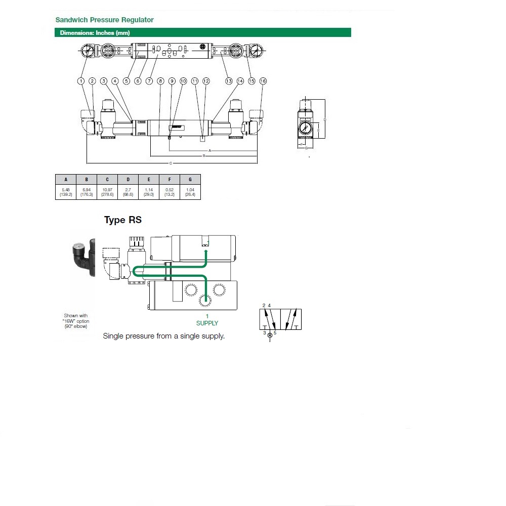 122RS400J000000 NUMATICS/AVENTICS SANDWICH REGULATOR<BR>2012 SERIES SGL PR 5-60PSI