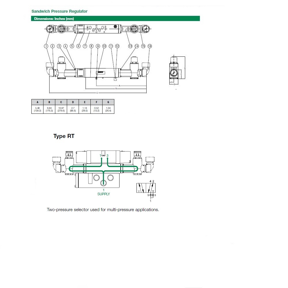 122RT300J000000 NUMATICS/AVENTICS SANDWICH REGULATOR<BR>2012 SERIES 2 PR SEL 3-30PSI