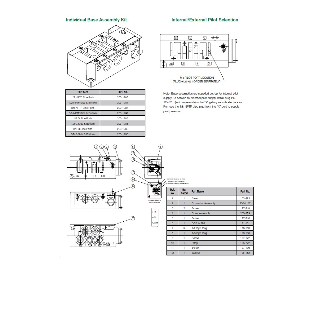 203-1283 NUMATICS/AVENTICS VALVE BASE<BR>2035 SERIES 1/2" NPT SIDE PORTS (3A/3C)