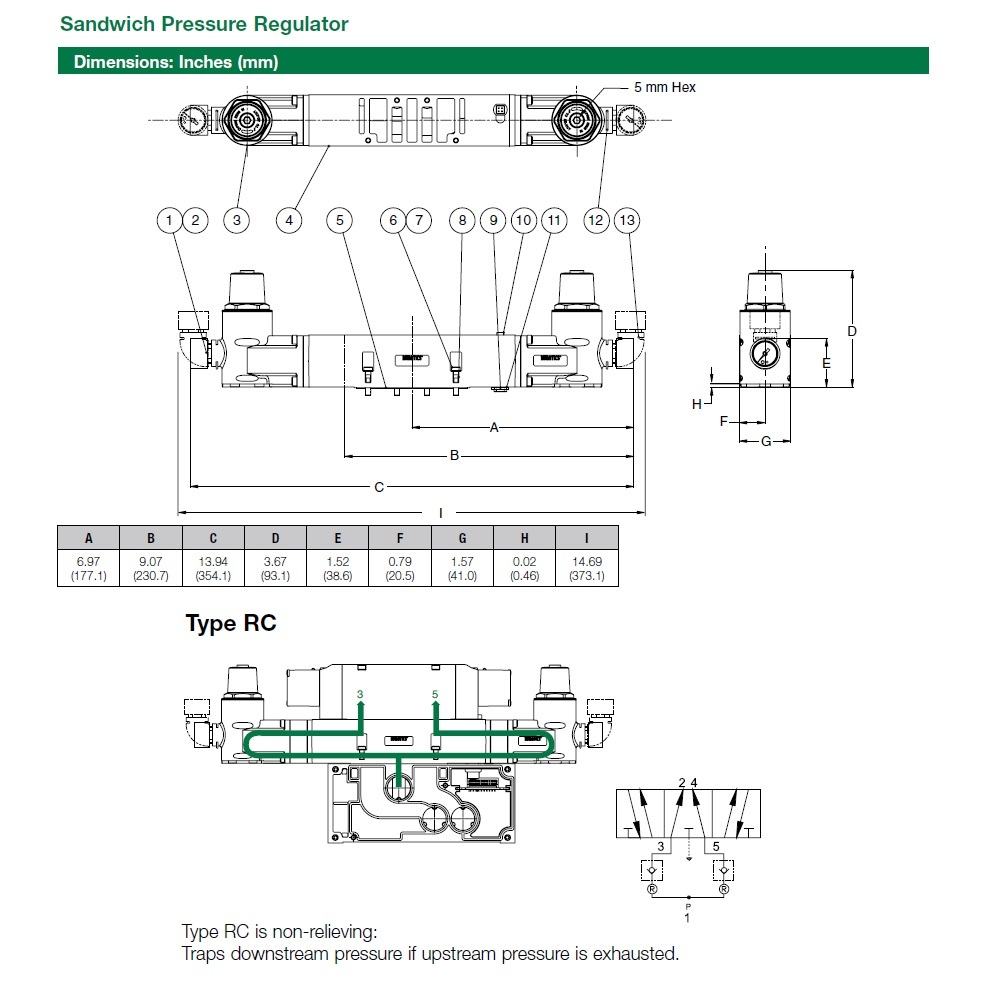 353RC100J016W00 NUMATICS/AVENTICS SANDWICH REGULATOR<BR>2035 SERIES DUAL PR/NRC 10-130PSI, TFG