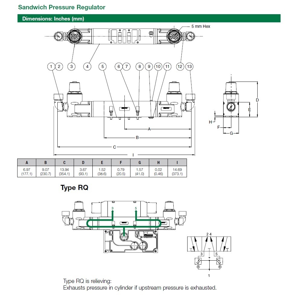 353RQ400J000000 NUMATICS/AVENTICS SANDWICH REGULATOR<BR>2035 SERIES DUAL PR/RC 10-130PSI