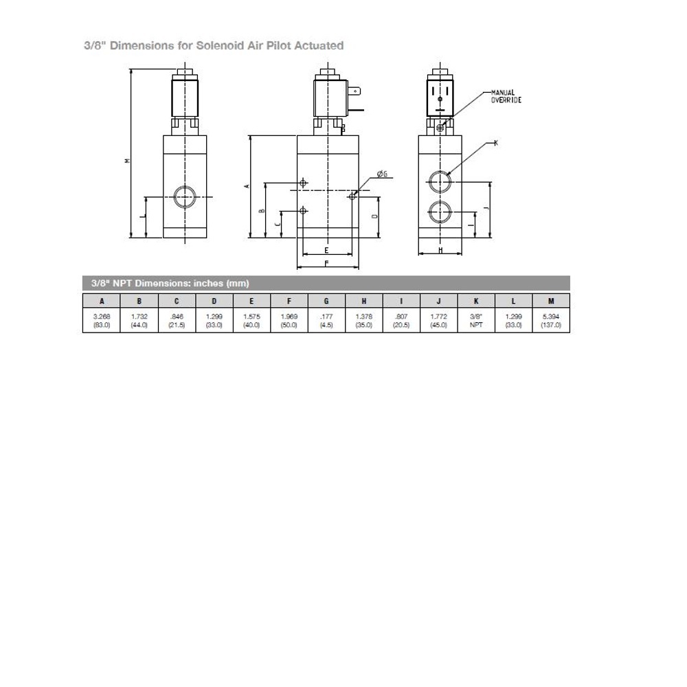 8227A1NA3168EC7 NUMATICS/AVENTICS SOLENOID POPPET VALVE<BR>227 SERIES 3/2 NC 3/8" NPT 120VAC,  EXT PILOT , LT DIN CONN