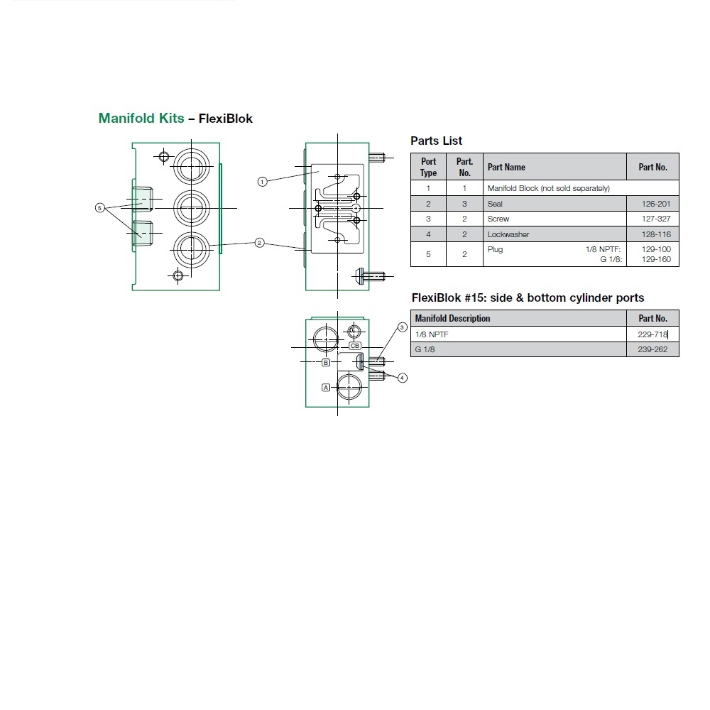 229-718 NUMATICS/AVENTICS MANIFOLD BLOCK<BR>MK3 SERIES 1/8" NPT S/B PORTS (15)