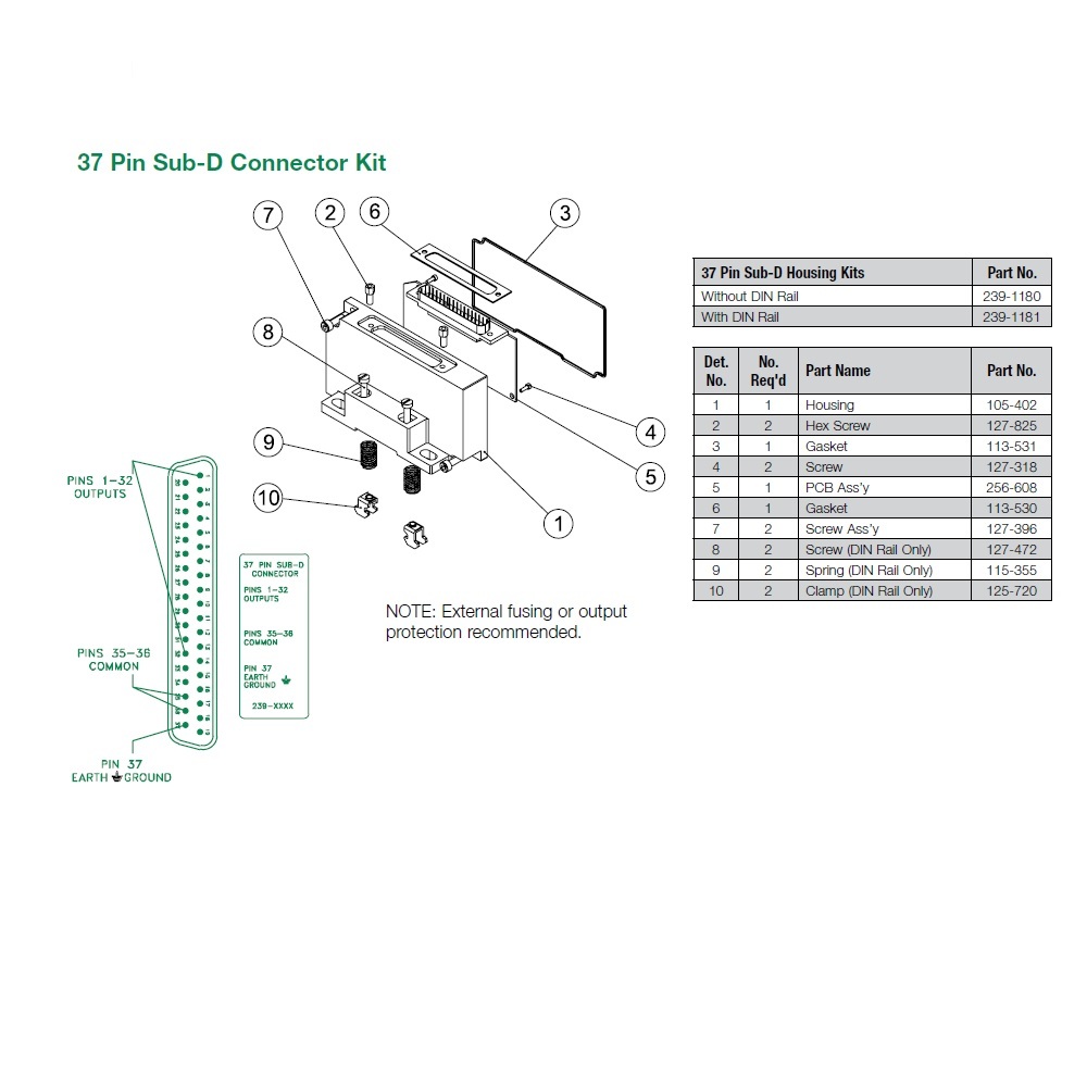239-1180 NUMATICS/AVENTICS MANIFOLD PART<BR>37 PIN SUB-D CONNECTOR & HOUSING