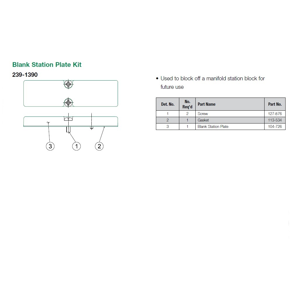 239-1390 NUMATICS/AVENTICS BLANK PLATE<BR>2012 SERIES