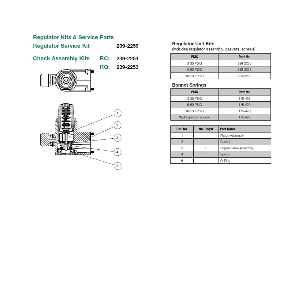 115-426 NUMATICS/AVENTICS SANDWICH REGULATOR PART<BR>2035 SERIES BONNET SPRING 10-130 PSI