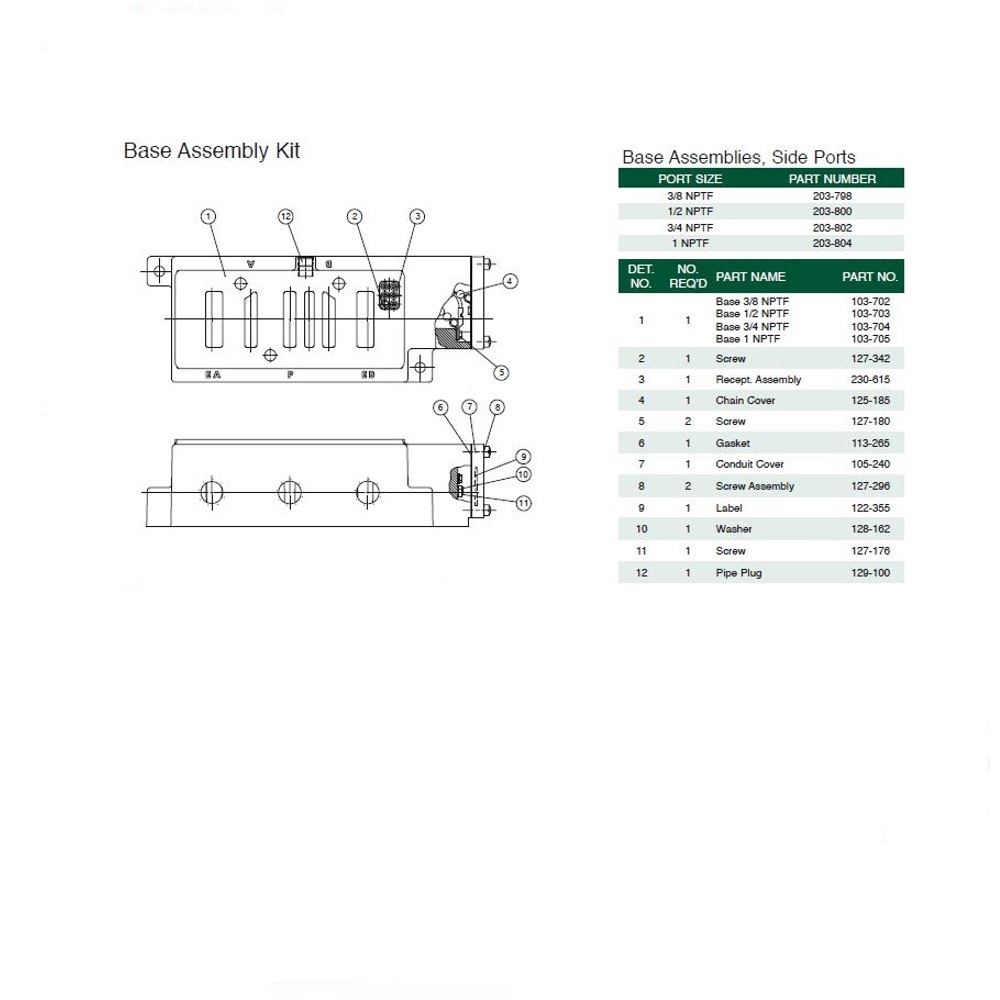 203-802 NUMATICS/AVENTICS VALVE BASE<BR>250 SERIES 3/4" NPT SIDE PORTS (3A/3C)