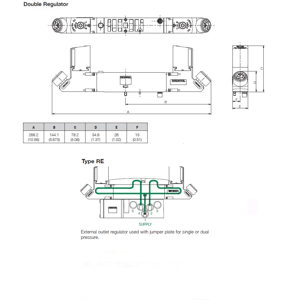 R503ARE12JA0020 NUMATICS/AVENTICS SANDWICH REGULATOR<BR>503 SERIES DUAL PR 4 & 2, 0.7-9BAR (ISO 15407-2)