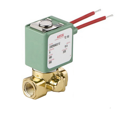U8256B045V 120/60 ASCO BRASS PROCESS SOLENOID VALVE 8256 SERIES 2/2 NC SPR RTN 120VAC, 0.19CV, 1/8" NPT, UNIVERSAL, FKM SEAL