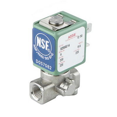 U8256B046V 110/50 ASCO STAINLESS STEEL PROCESS SOLENOID VALVE 8256 SERIES 2/2 NC SPR RTN 110VAC, 0.19CV, 1/8" NPT, UNIVERSAL, FKM SEAL