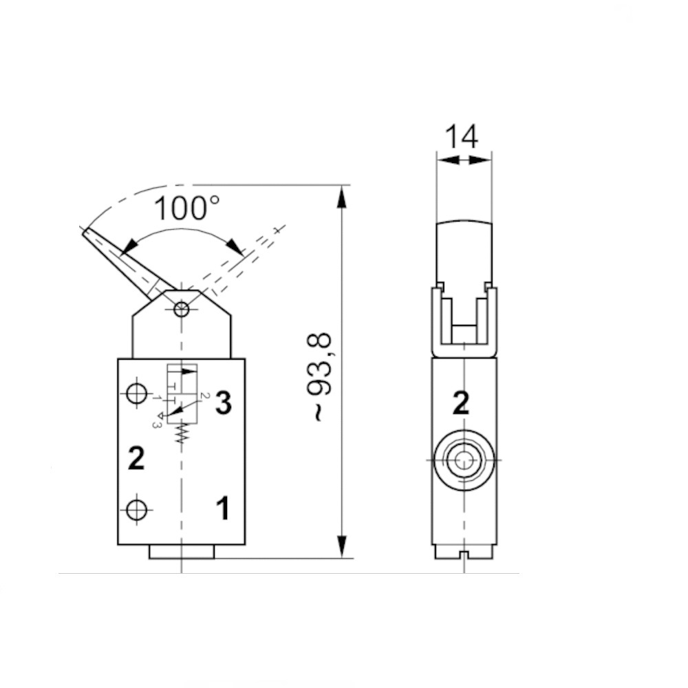 0820400014 NUMATICS/AVENTICS MECHANICAL VALVE<BR>AP SERIES 3/2 SPR RTN 1/4" NPT (HAND LEVER)