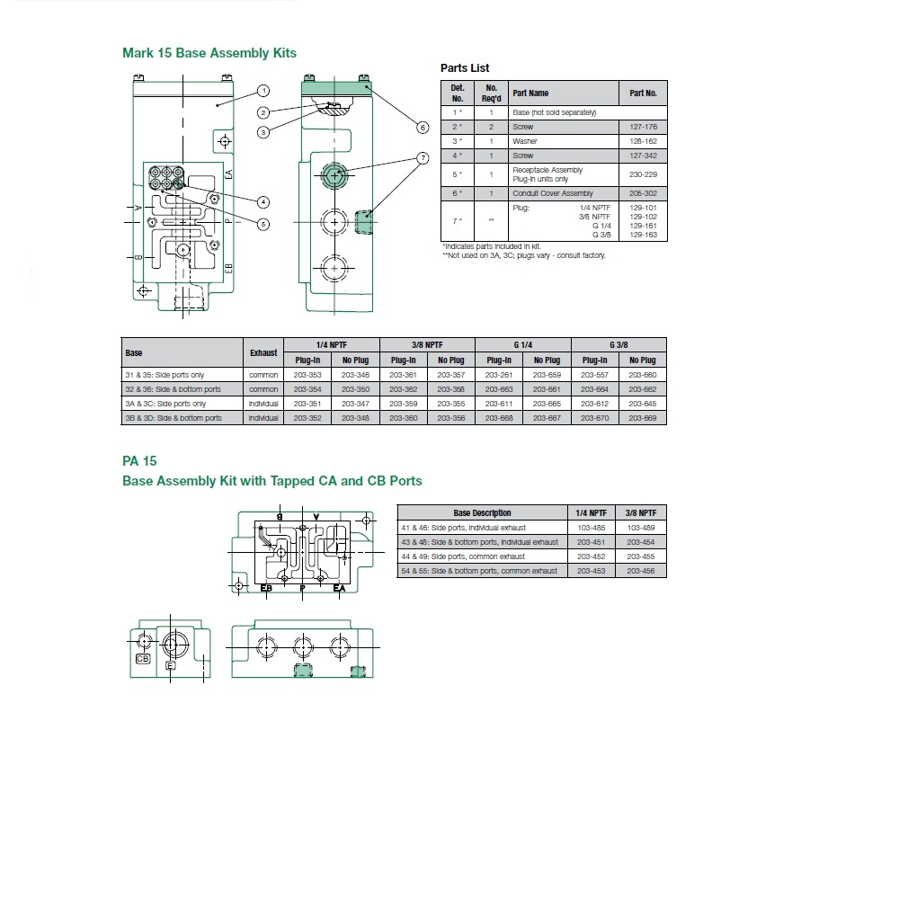 203-1007 NUMATICS/AVENTICS VALVE BASE<BR>MK55 SERIES 3/4" NPT SIDE PORTS (31/35) W/19M OPT