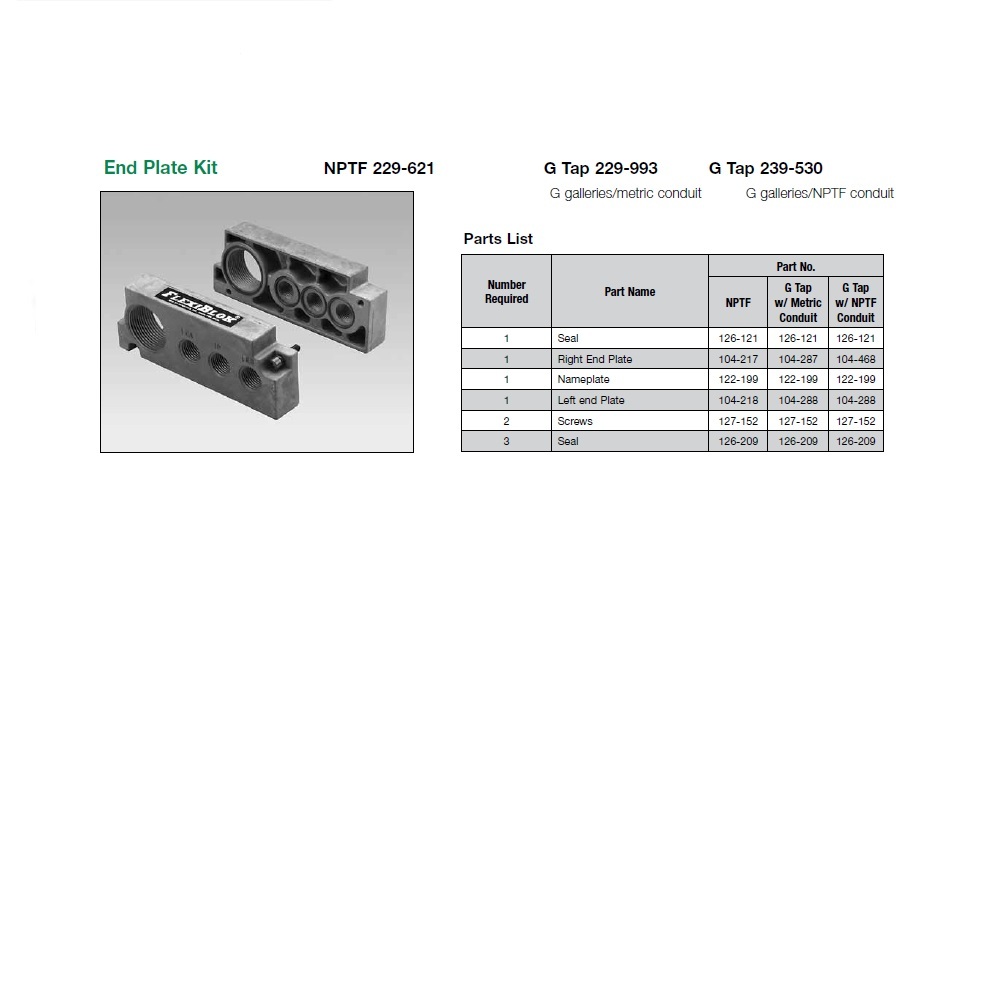 229-621 NUMATICS/AVENTICS END PLATE KIT<BR>MK15 SERIES 1/2" NPT