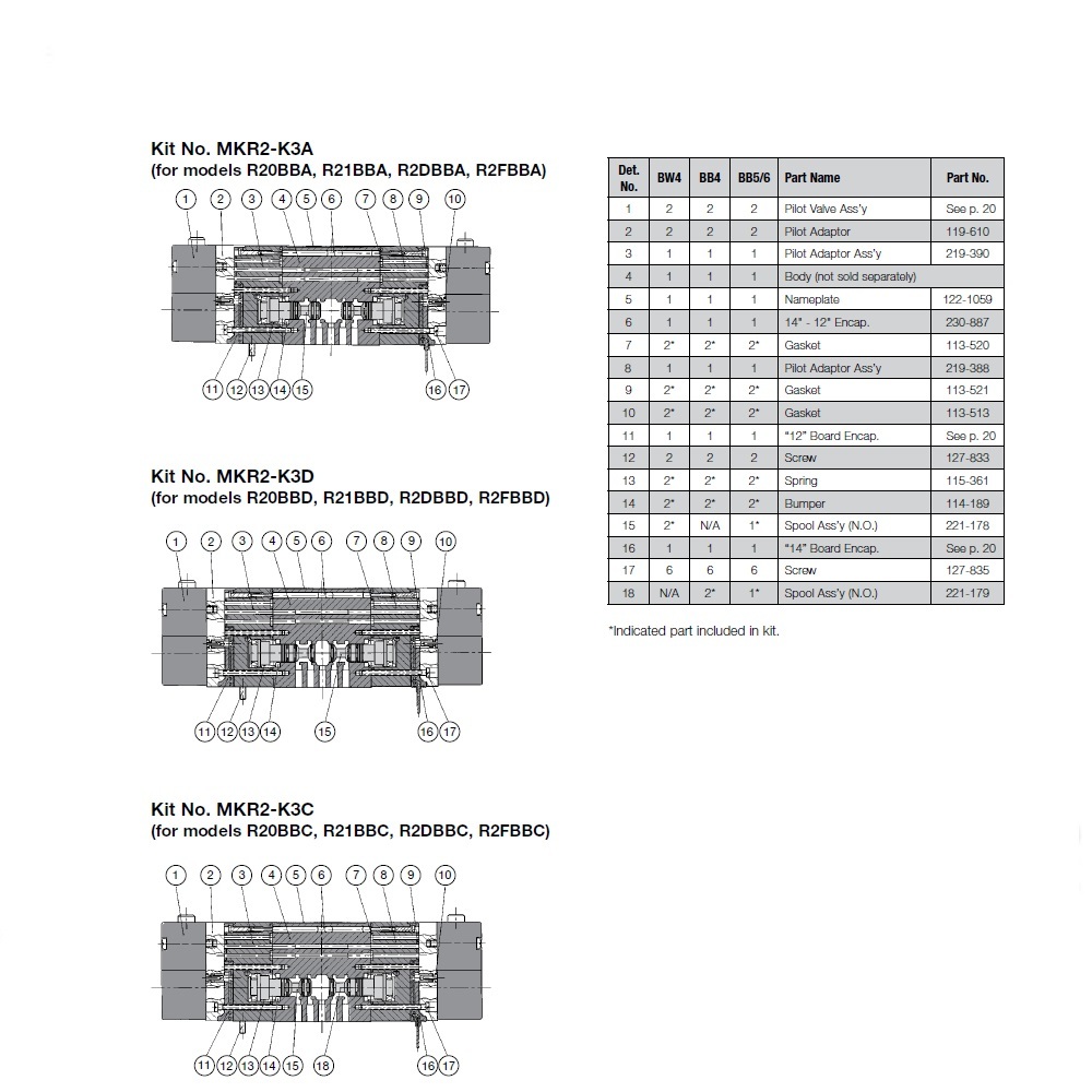 MKR2-K3D NUMATICS/AVENTICS VALVE REPAIR KIT<BR>2002 SERIES (BBD) DUAL 3 WAY