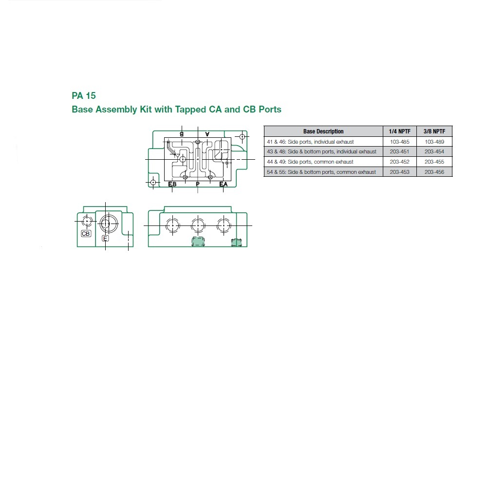 103-489 NUMATICS/AVENTICS VALVE BASE<BR>PA15 SERIES 3/8" NPT SIDE PORTS (41/46)