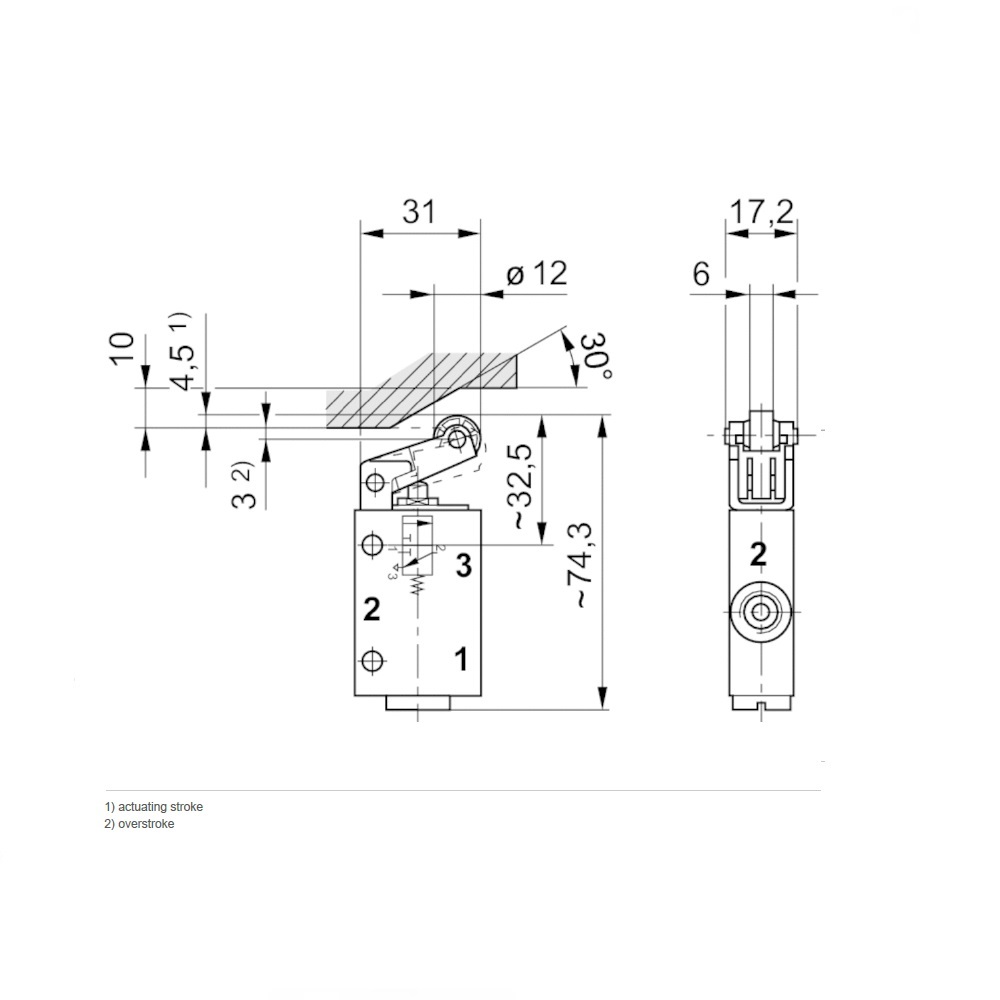 0820402102 NUMATICS/AVENTICS MECHANICAL VALVE<BR>AP SERIES 3/2 SPR RTN 1/8" G (ROLLER LEVER)