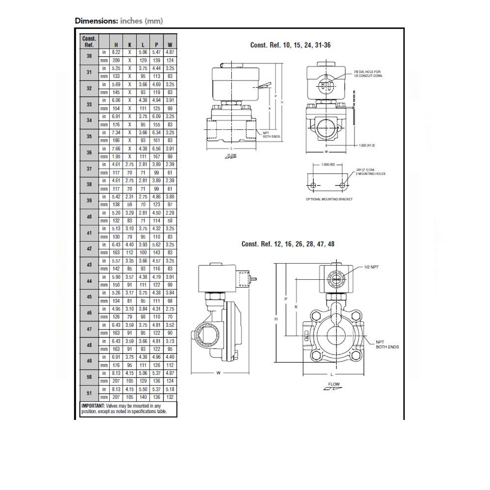 8210G007 MB 120/60 ASCO BRASS SOLENOID VALVE<BR>8210 SERIES 2/2 NC SPR RTN 120VAC, 3.4CV, 1/2" NPT, MNT BRK