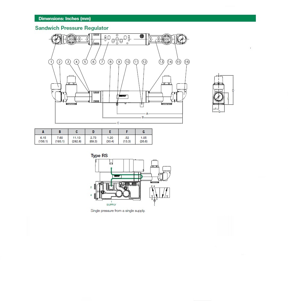 I62RS100J000000 NUMATICS/AVENTICS SANDWICH REGULATOR<BR>ISO 26MM SERIES SGL PR 10-130PSI