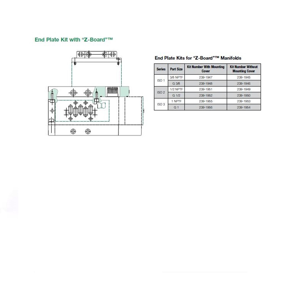 239-635 NUMATICS/AVENTICS END PLATE KIT<BR>ISO1 SERIES 1/2" NPT (HARDWIRED)