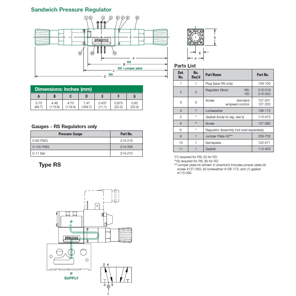 031RS300O000000 NUMATICS/AVENTICS SANDWICH REGULATOR<BR>MK3 SERIES SGL PR 3-30PSI, HW