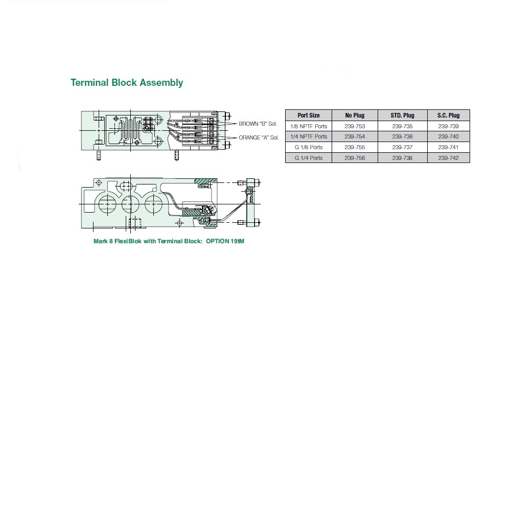 239-736 NUMATICS/AVENTICS MANIFOLD BLOCK<BR>MK8 SERIES 1/4" NPT S/B PORTS (15) W/19M OPT
