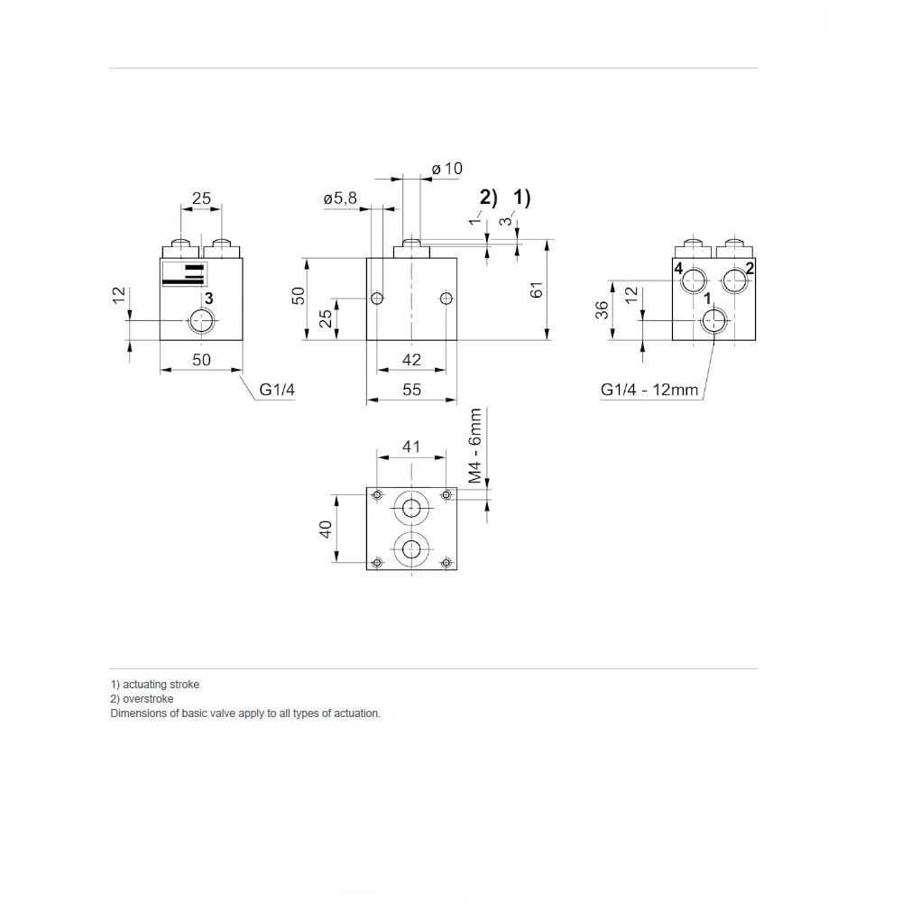0820401001 NUMATICS/AVENTICS MECHANICAL VALVE<BR>AP SERIES 4/2 SPR RTN 1/4" G (PLUNGER)