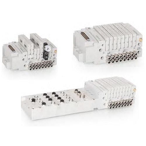 An image of three different types of directional control valves used for industrial automation