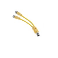 MDC-3YFF-0.5M MENCOM SPLITTER<BR>3 PIN "Y" M12 M/F/F 0.5M PVC YE 300VAC/DC