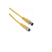 MENCOM CORDSET&lt;BR&gt;4 PIN M12 M/F STR 0.5M PVC YE 22AWG 300VAC/DC