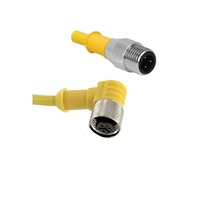 TURCK CORDSET<BR>3 PIN M12 F/M ELB/STR 2M PVC YE 22AWG 250VAC/DC