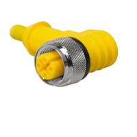 TURCK CORDSET<BR>4 PIN M12 FEMALE ELB 5M PUR YE 20AWG 250VAC/DC