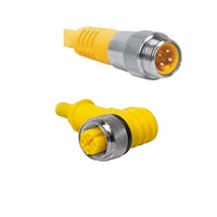 TURCK CORDSET<BR>4 PIN M12 F/M ELB/STR 2M PVC YE 22AWG 250VAC/DC