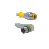 TURCK CORDSET<BR>4 PIN M12 F/M ELB/MALE STR 2M PVC GY 22AWG 10-30VDC PNP LED