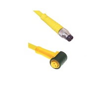 TURCK CORDSET&lt;BR&gt;3 PIN M8 F/M ELB/STR 0.3M PVC YE 24AWG 125VAC/DC