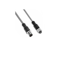 MENCOM CORDSET&lt;BR&gt;4 PIN M12 M/F STR 5M PVC GY 22AWG 300VAC/DC
