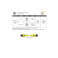 MDCM-6MFP-5M MENCOM CORDSET<BR>6 PIN M12 M/F STR 5M PVC YE 22AWG 300VAC/DC