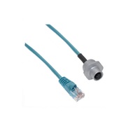 MENCOM ETHERNET CORDSET&lt;BR&gt;4 PIN M12/RJ45 F/M STR 2M PVC TEAL HI-FLEX 24AWG 60VAC/DC