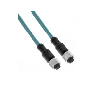 MENCOM ETHERNET CORDSET&lt;BR&gt;4 PIN M12 F/F STR 2M PVC TEAL HI-FLEX 24AWG 60VAC/DC