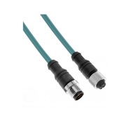 MENCOM ETHERNET CORDSET&lt;BR&gt;4 PIN M12 M/F STR 10M PVC TEAL HI-FLEX 24AWG 60VAC/DC
