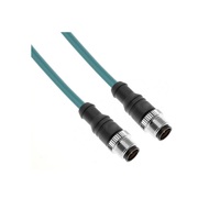 MENCOM ETHERNET CORDSET&lt;BR&gt;4 PIN M12 M/M STR 10M PVC TEAL HI-FLEX 24AWG 60VAC/DC