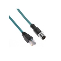 MENCOM ETHERNET CORDSET&lt;BR&gt;4 PIN M12/RJ45 M/M STR 10M PVC TEAL HI-FLEX 24AWG 60VAC/DC