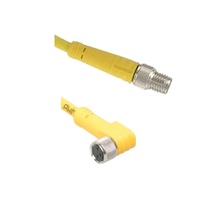 TURCK CORDSET&lt;BR&gt;3 PIN M8 F/M ELB/STR 0.3M PVC YE 24AWG 125VAC/DC