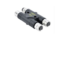 TURCK SPLITTER&lt;BR&gt;2 PIN &quot;H&quot; M16 M/F/F/F N/N/0.2M PVC BK 600VAC/DC