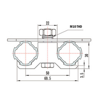 32D-28C-0 MODULAR SOLUTION D28 FOOT<BR>CASTER CLAMP