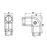 41D-121-0 MODULAR SOLUTION D28 CONNECTOR<BR>CONNECTOR 90 DEGREE END TO END OUTER TYPE