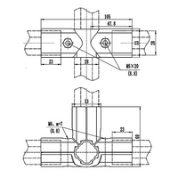 41D-160-0 MODULAR SOLUTION D28 CONNECTOR<BR>CONNECTOR SHAFT TO TRIPPLE END TEE