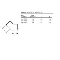 100A-45-B ANDERSON BRASS FITTING<BR>1/4" NPT FEMALE 45DEG ELBOW