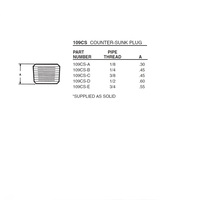 109CS-D ANDERSON BRASS FITTING<BR>1/2" NPT MALE HEX COUNTERSUNK PLUG